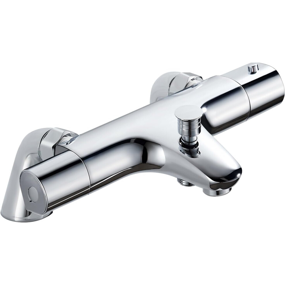 Thermostatic Bath Shower Mixer Bar, Anti Scald 38 Thermostatic Bathtub Shower Mixer Valve With Bath Filler Spout, Bathtub/Deck Mounted, 4058420700556