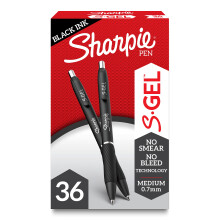 Sharpie S-Gel Gel Pens Medium Point (0,7 mm) Black Ink Gel Pen 36 Count