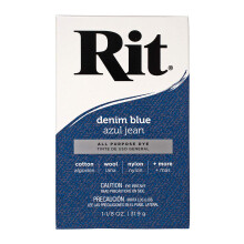 Tintura in polvere concentrata multiuso - Ampia selezione di colori - La confezione mostra il colore approssimativo su 100% cotone bianco denim blu
