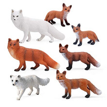 UANDME Fox Leget?jsfigurer S?t indeholder arktisk r?ve og r?de r?ve figurer Kage Toppers (7 r?ve)