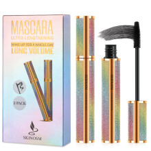 2 ambalaj rimel negru volum ?i lungime care dureaza toata ziua 4D Mascara din fibra de matase 4D Mascara impermeabila Linsening Fara aglomera?ie