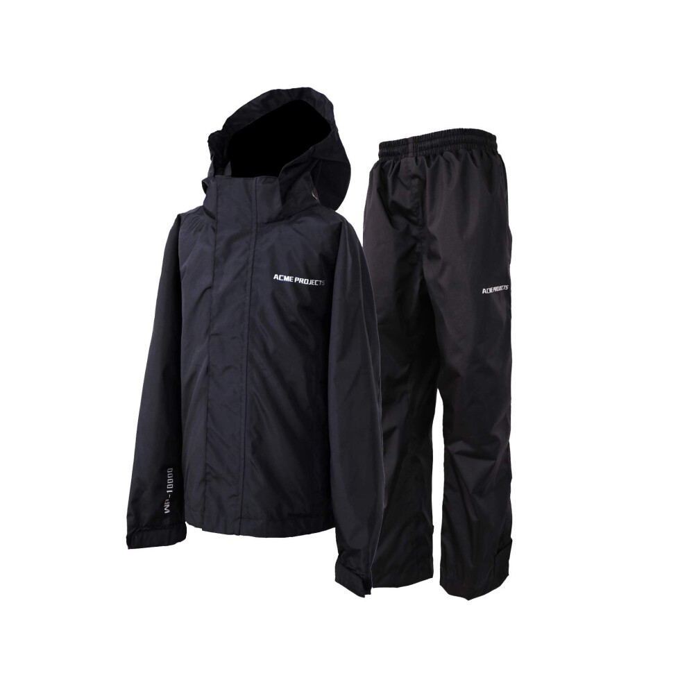 Acmelogy Rain Suit Jacket + Pants  100% Waterproof  Breathable  Taped Seam  10000mm/3000gm  YKK Zipper Women's 44  Black