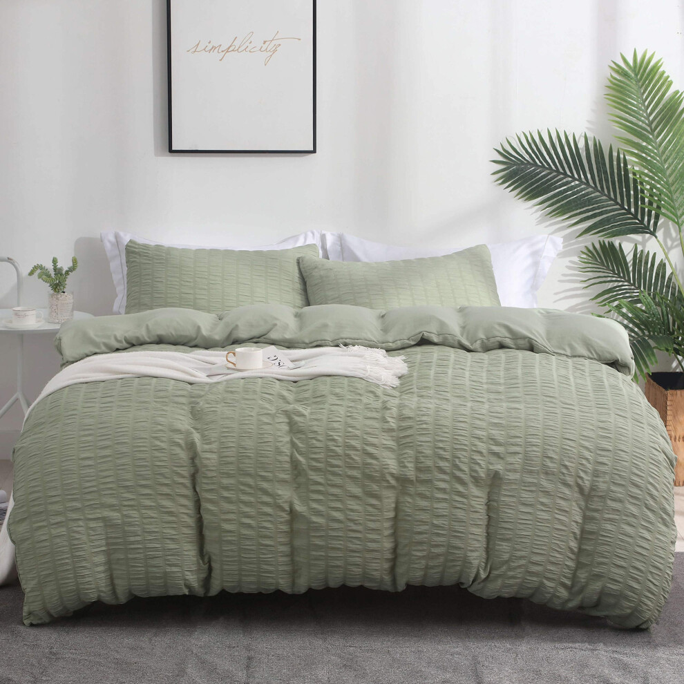 Housse de couette AveLom verte King (104 x 90 pouces) 3 pi   ces (1 housse de couette 2 taies d'oreiller) Ensemble de housse de couette textur   e en