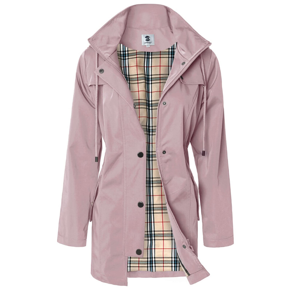 Veste de pluie longue ? capuche pour femme SaphiRose, imperm?able coupe-vent d'ext?rieur, rose, taille S