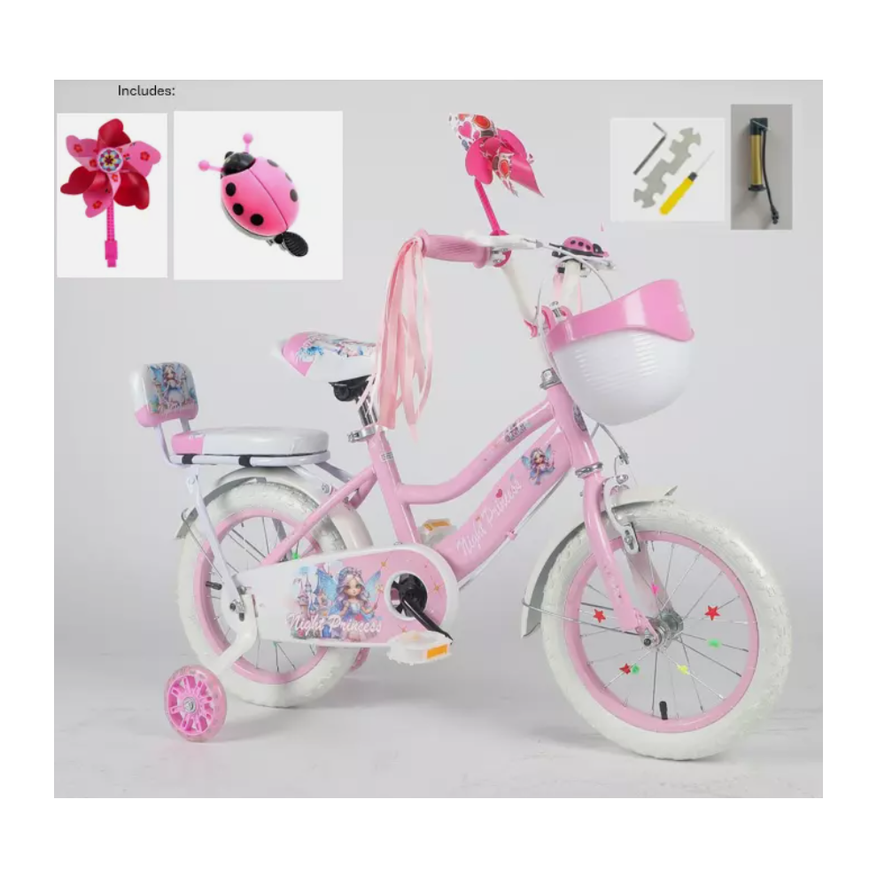 16 inch Pink Kids Night Princess Girls Bike
