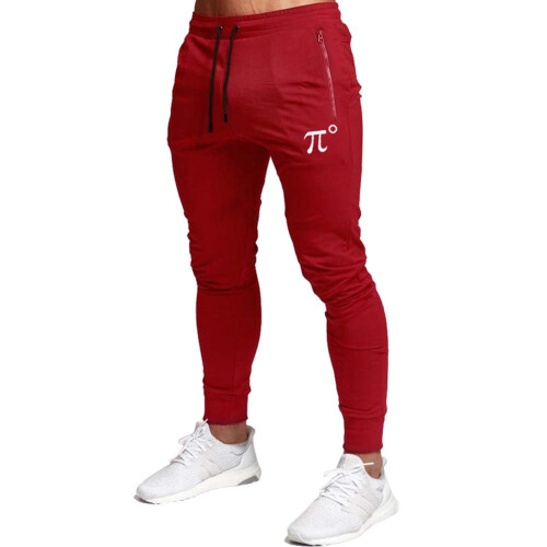 Wangdo Ανδρικά Joggers Παντελόνια Γυμναστηρίου Slim Fit με Τσέπες Φερμουάρ (Κόκκινο-M)