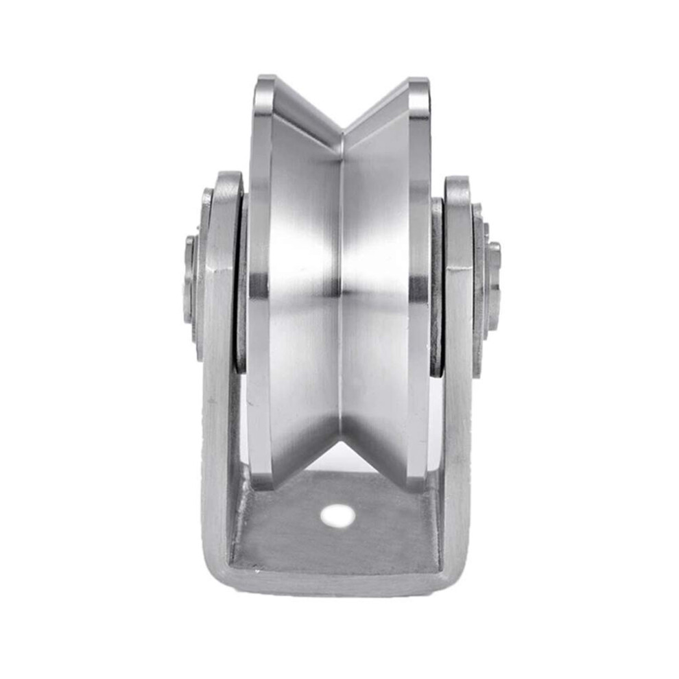 3In V Groove Wheel Stainless Steel Groove Wheel Heavy Duty Track Wheel Rigid Caster Sliding Gate Roller Wheel Double Bearing For Swing Sliding Gate 732866936734