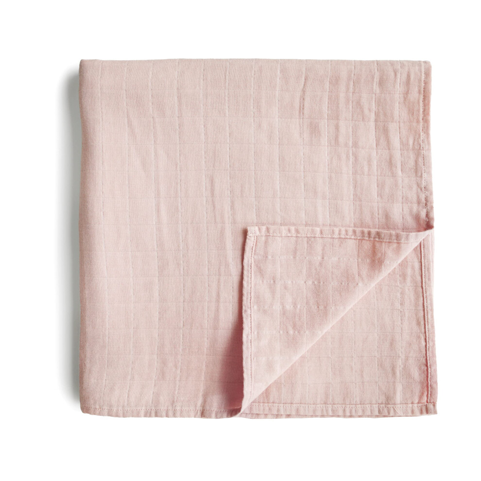 Couverture d'emmaillotage en mousseline Mushie | 100 % coton biologique (rose vanille)