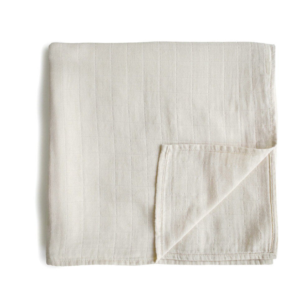 Couverture d'emmaillotage en mousseline Mushie | 100 % coton biologique (brouillard)