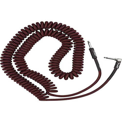 Fender Fender Professional Series Tweed Coiled Instrument Cable  Straight/Angle  Red  30ft