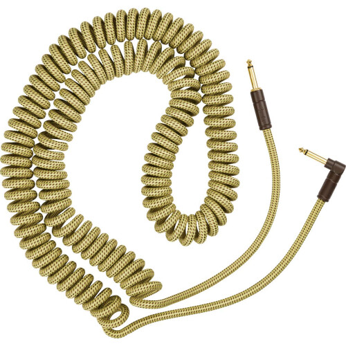 Fender Deluxe Series coiled Instrument cable  StraightAngle  Tweed  30ft