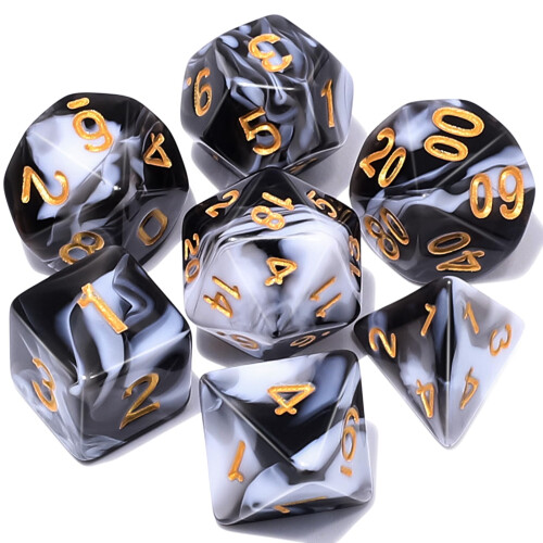 CiaraQ DND Polyhedral Ternings?t med en sort terningpose til D&D RPG MTG Rollespil Bordspil