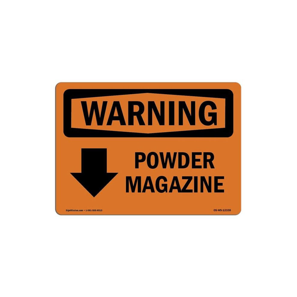 SignMission OS-WS-A-1218-L-12338 12 x 18 in. OSHA Warning Sign - Powder Magazine Down Arrow with Symbol-image-OPC-PGFB76P-NEW