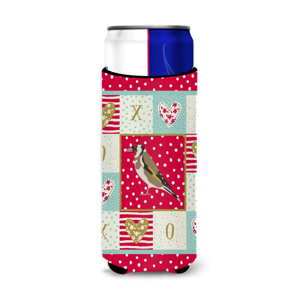 Caroline's Treasures CK5512MUK Gold Finch Love Michelob Ultra Hugger pour canettes minces boissons froides Koozies Multicolore