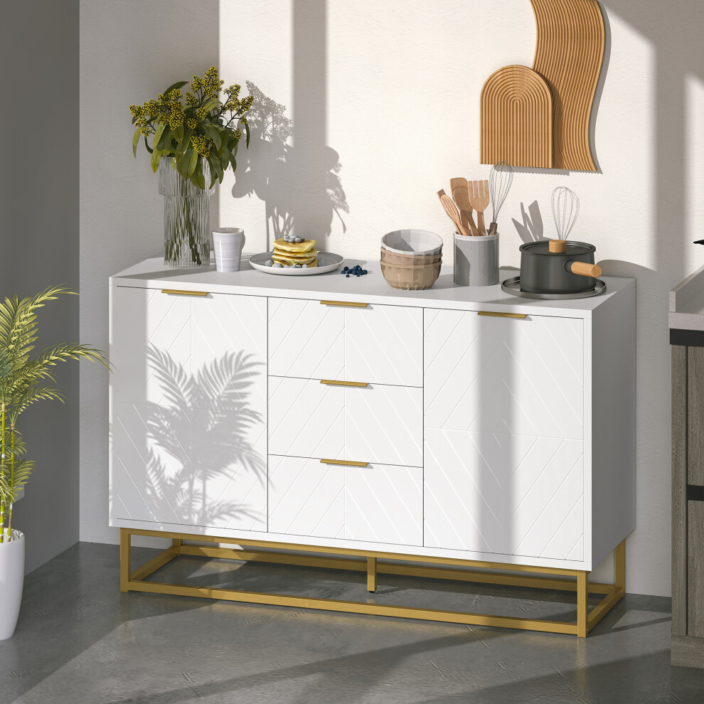 HOMCOM Sideboard Storage Cabinet with Adjustable Shelves, White