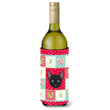 """"Caroline's Treasures CK5155LITERK orosz fehr fekete macska borosveg Hugger hideg-ital-koozies 750 ml Multicolor""""
