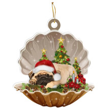 (CI) Acrylic Shell Decorative Dog Car Charm For Fun Festive Christmas Tree And Use Home