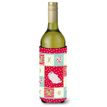 Caroline's Treasures CK5424LITERK Rosa und weie Chinchilla Love Weinflasche Hugger Cold-Beverage-Koozies 750 ml Mehrfarbig