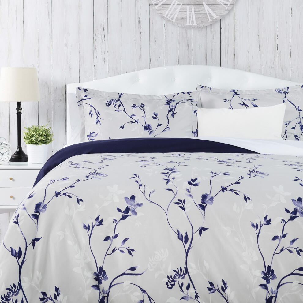 Parure de lit Chanasya Premium Floral - Housse de couette (68 x 90) et 1 taie d'oreiller (20 x 26) - Ensemble 2 pi   ces pour lit double, violet et
