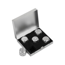 DS. WYRZNIAJACY STYL Kosci ze stopu aluminium 5 sztuk 16 mm Przenosne metalowe kosci w kwadratowej obudowie 6-stronne kostki do gry przy drinku - sr