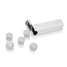 DS. DISTINKTIV STIL Terninger af aluminiumslegering 5 stykker 16 mm b?rbare metalterninger med etui 6-sidede terninger til festspil