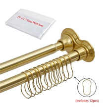Utopia Alley DS9GD 72 in. Rust-Proof Aluminium Adjustable Double Shower Curtain Rods, Gold