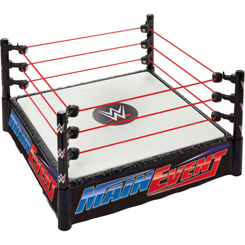 Mattel WWE Superstar Ring Playset with Main Event & RAW Labels - Pro Tension Ropes, Spring-Loaded Ring Mat, JDJ20 - Board Game