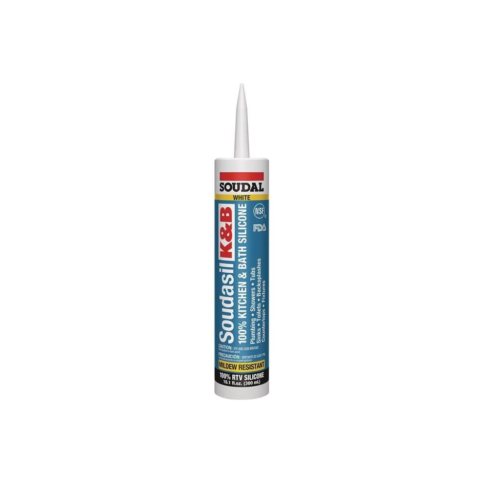 Soudal Usa 109571 10.1 Oz Kitchen & Bath Silicone, White 787930071200