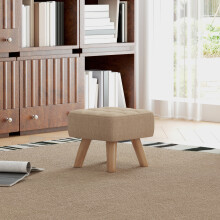 HOMCOM Modern Footstool, Fabric Foot Rest with Rubber Wood Legs, Brown