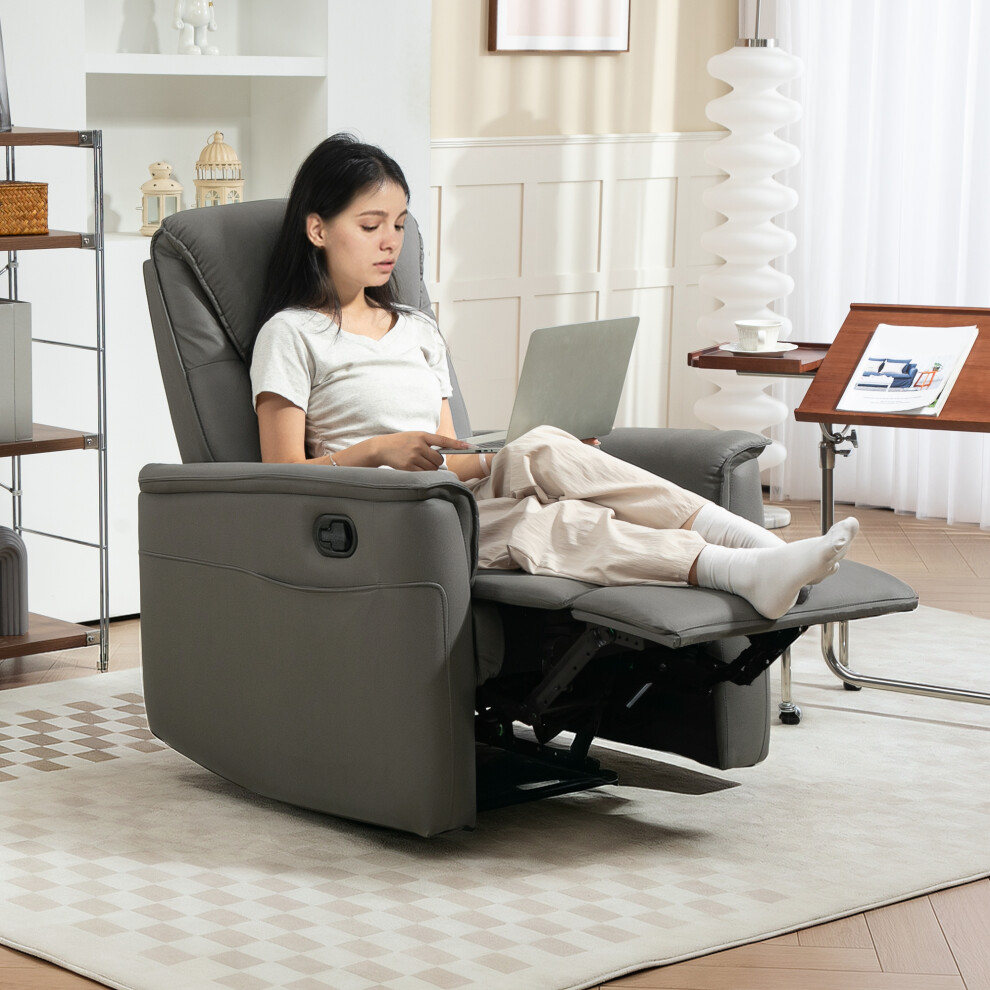 HOMCOM Recliner Armchair with Spring Cushion Adjustable Leg Rest Light Grey-image-OPC-PFVKYBV-NEW