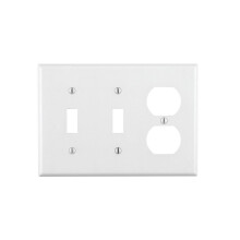 Leviton 88021 Placa de Parede Combinada 3-Gang 2-Toggle 1-Duplex, Tamanho Padrão, Branco