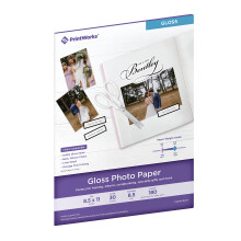 Printworks Gloss Fotopapier voor gebruik met inkjetprinters Zwaargewicht 8,5 mil 8,5 x 11 30 vellen (00470) Wit