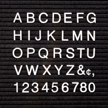 tvrtov znaky pre plsten p smenkov tabule 1 palec Helvetica biela 300 p smen, c sel a symbolov (4423)