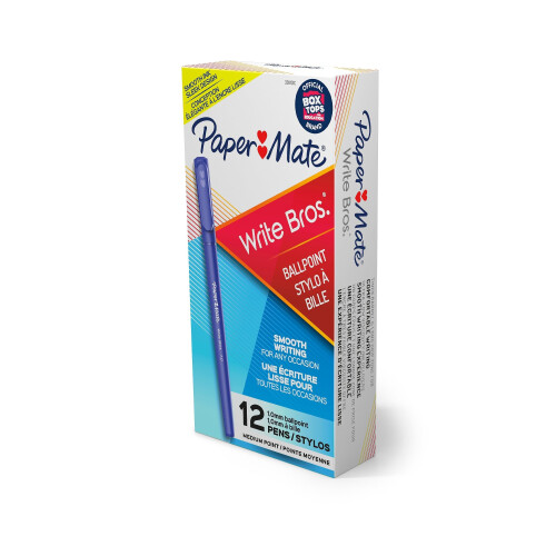 Paper Mate Paper Mate Write Bros Ballpoint Pens  Medium Point (1.0mm)  Blue  12 Count (3311131)