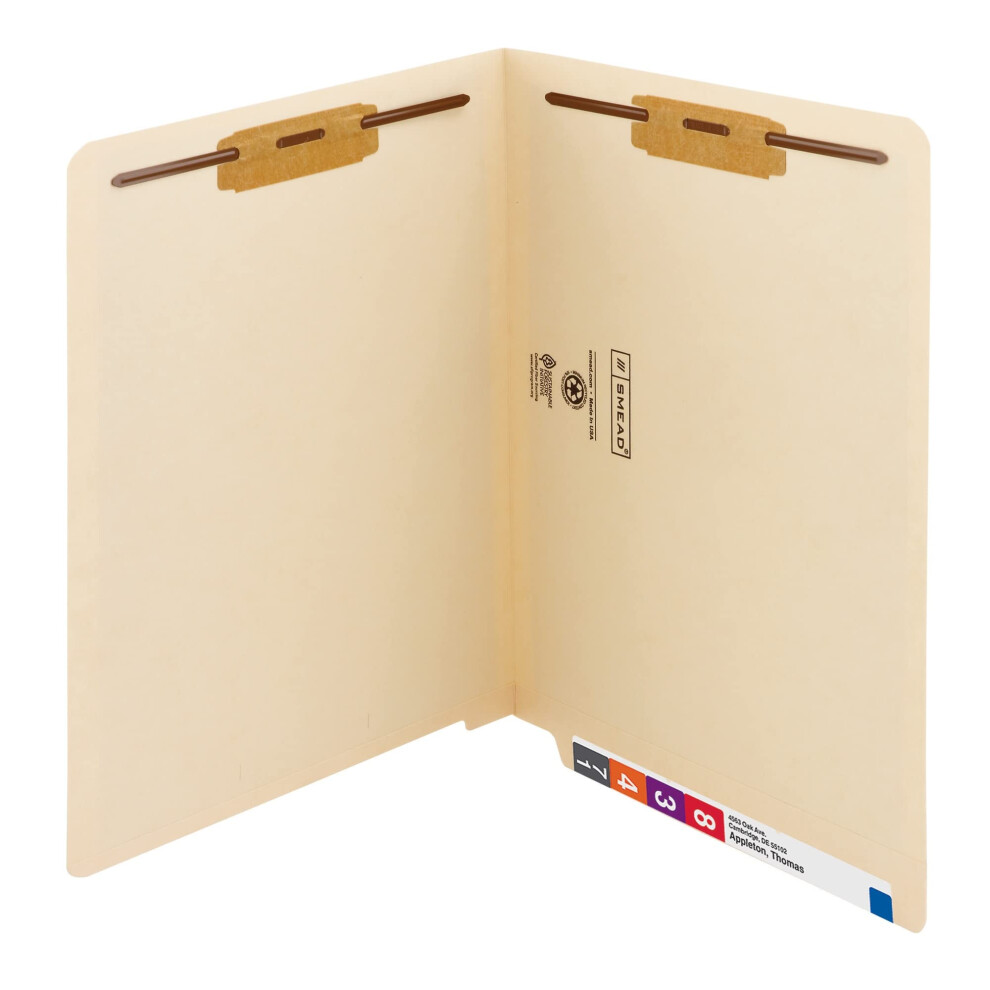 Photos - File Folder / Lever Arch File Smead Heavyweight End Tab Fastener File Folder Shelf-Master Reinforced Straight-Cut Tab 2 Fasteners Letter Size Manila 50 pe 