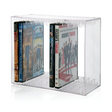 STORi Stackable Clear Plastic DVD Organizer with Rubber Feet | Rectangular Holder Perfect for Theater Room | Holds up to 14 Standard DVD Cases | Made