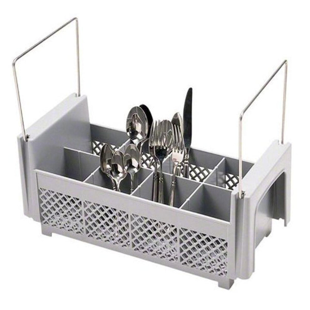 Cambro Half Flatware Basket with Handles Soft Gray 8FB434-151-image-OPC-PFRKDGM-NEW