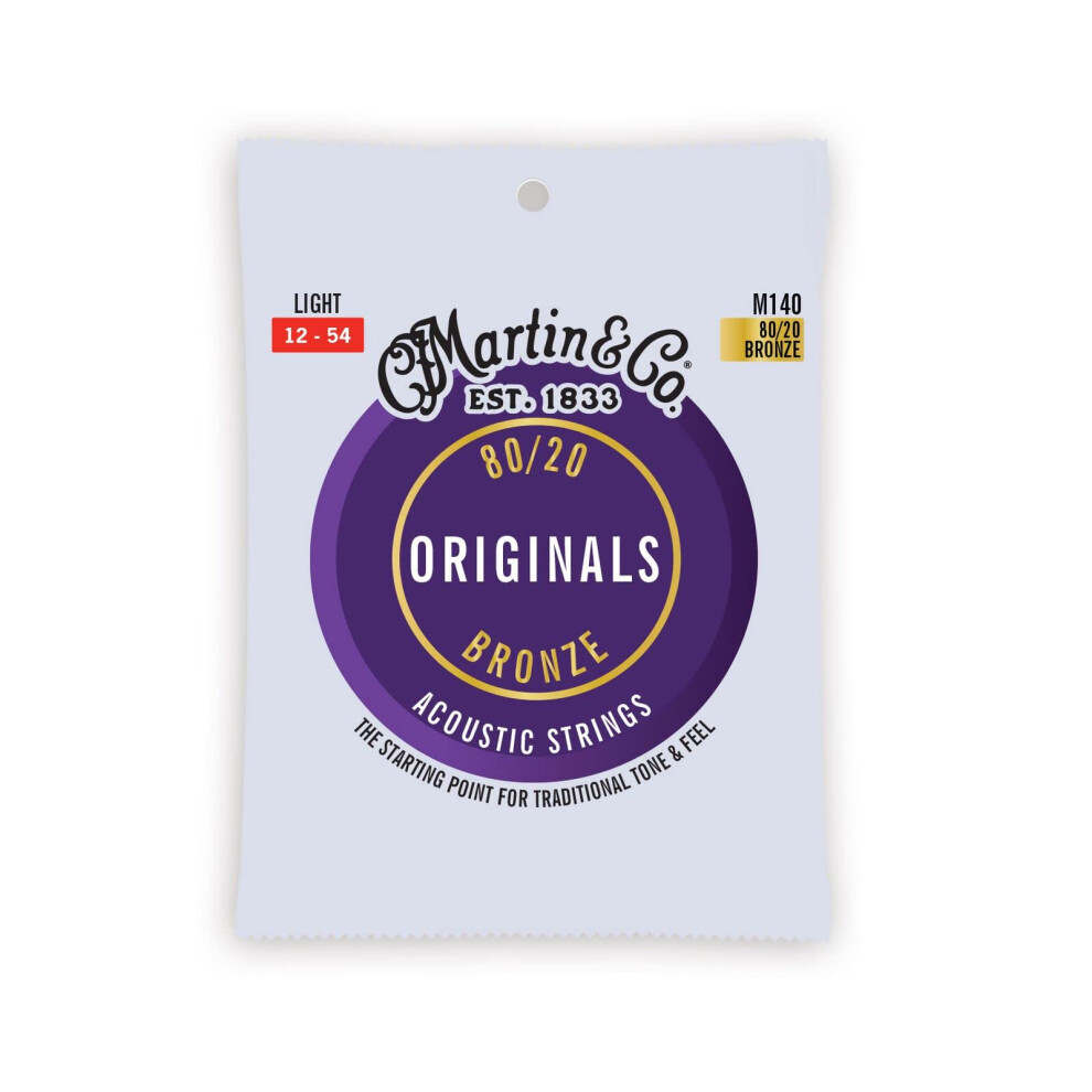 Martin Guitar Original Acoustic M140  80/20 Bronze  Light-Gauge Guitar Strings