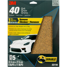 Lixa 3M, 32118, 40 Grão, 9 pol x 11 pol, 5 Folhas por Pacote
