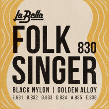 La Bella 830 Folksinger fekete nylon arany tvzet klasszikus gitrhr