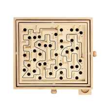 STERLING Games Large Wooden Labyrinth 13.5"""" x 13"""" Marble Ball Tilt Maze Wood Game with 60 Waypoints for 6 Years and Up