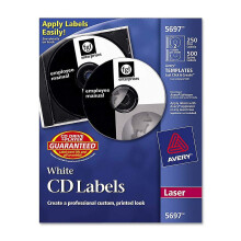 Avery CD Labels, Wit Matte, 250 CD Labels en 500 Case Spine Labels (5697)