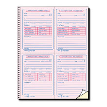 TOPS Telefoongesprekken Boek, Spiral Bound, 2-Delig, Carbonloos, Wit en Geel, 4 Berichten per Pagina, 400 Sets (4009)