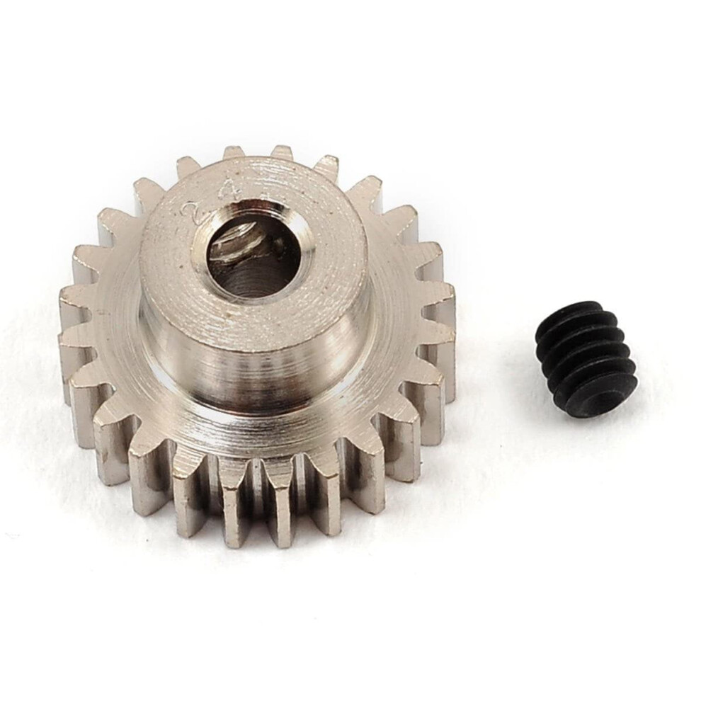 Robinson Racing 1024 Hard Nickel Plated Steel Motor Pinion Gear 1/8"""" Bore 48 Pitch 24 Tooth 719696010247