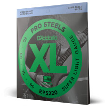 Struny do gitary basowej D'Addario XL Pro Steels EPS220 Long Scale Super Light Gauge 40-95 4-strunowy zestaw opakowanie 1 szt.