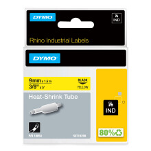 Gaines thermor   tractables industrielles DYMO pour    tiqueteuses industrielles DYMO RhinoPro, noir sur jaune, 3/8"" (18054)