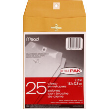 Enveloppes postales Mead     fermoir, 15,2 cm x 23,8 cm, papier kraft brun tout usage, 24 lb, 25 par bo   te (76018)