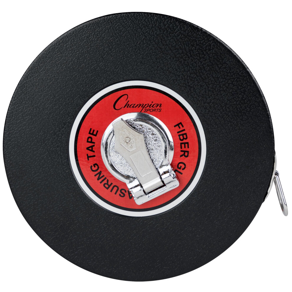 Champion Sports Closed Reel Measure Tape  100 ft  30 m - Sturdy Measuring Tapes with Hand Crank for Track and Field  Long Jump  Landscaping - Durable