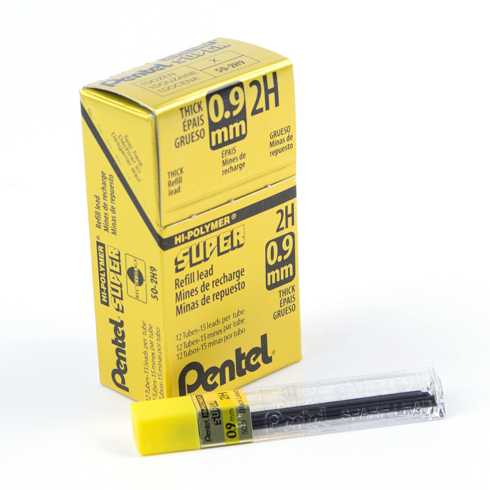 Pentel Super Hi-Polymer Lead Refill  0.9mm Thick  2H  180 Pieces of Lead (50-9-2H)