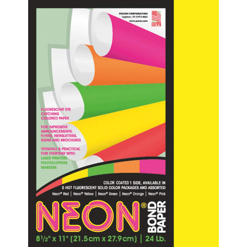 Pacon Neon Multi-Purpose Paper Gul 8-1/2"""" x 11"""" 100 ark 1